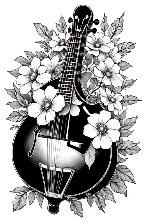 Mandolin With Flowers