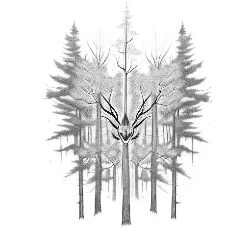 A Dark Forest With Glowing Eyes Peering Through The Trees