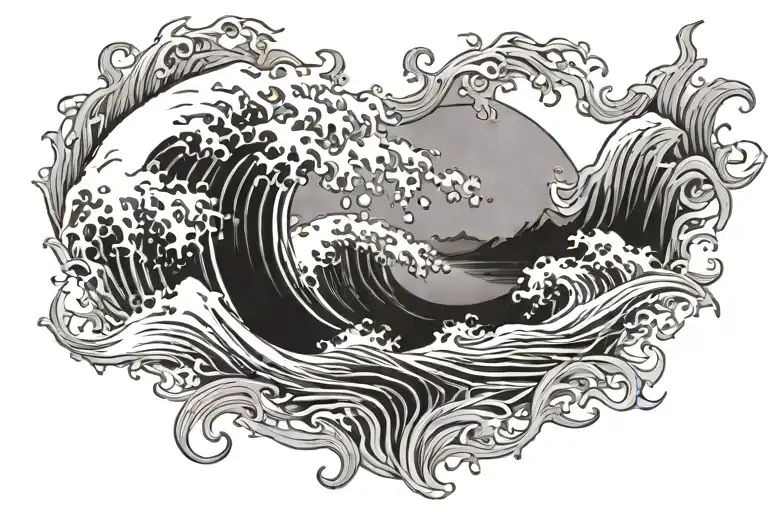 Big Waves Cross Calm Water Waves