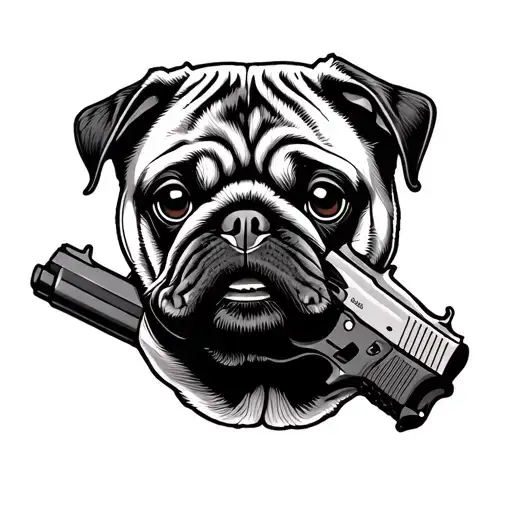 Thug Pug With Glock