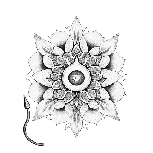 An Intricate Botanical Illustration Of A Medicinal Plant Intertwined With Religious Symbols