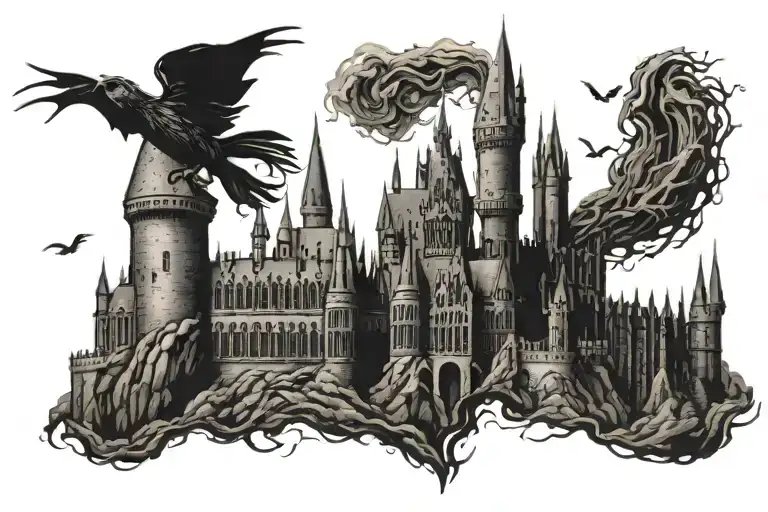 Harry Potter Vs Dementors Circling Hogwarts