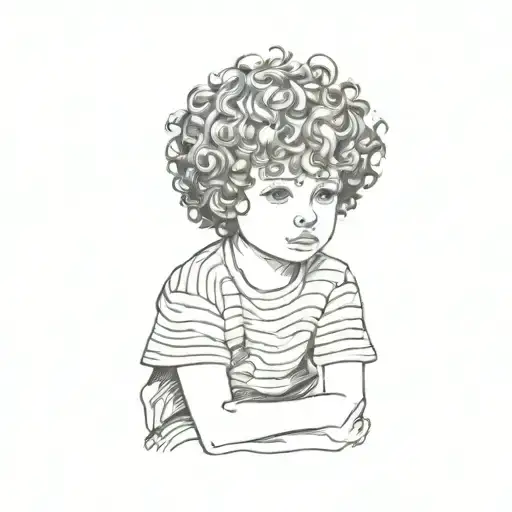 A Little Boy With Curly Hair Blue Tint