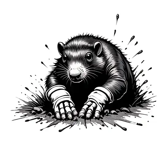 A Mole Coming Out Of A Hole In The Ground Wearing Goalkeeper Gloves