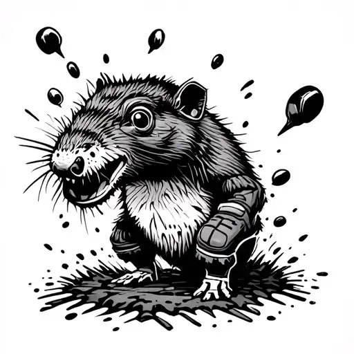 A Mole Coming Out Of A Hole In The Ground Wearing Goalkeeper Gloves