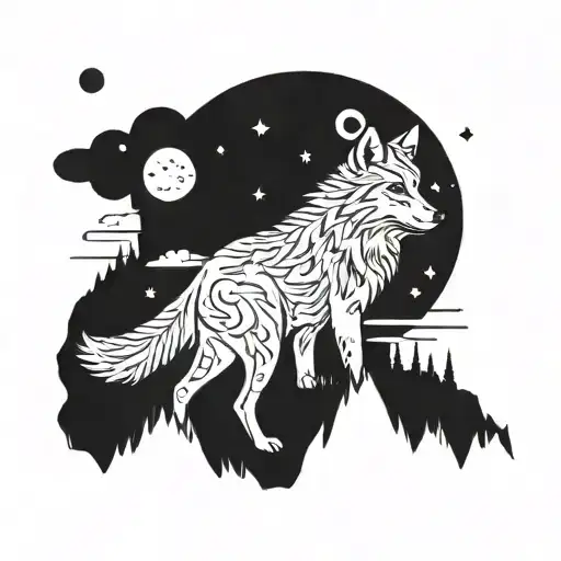 Wolf And Moon