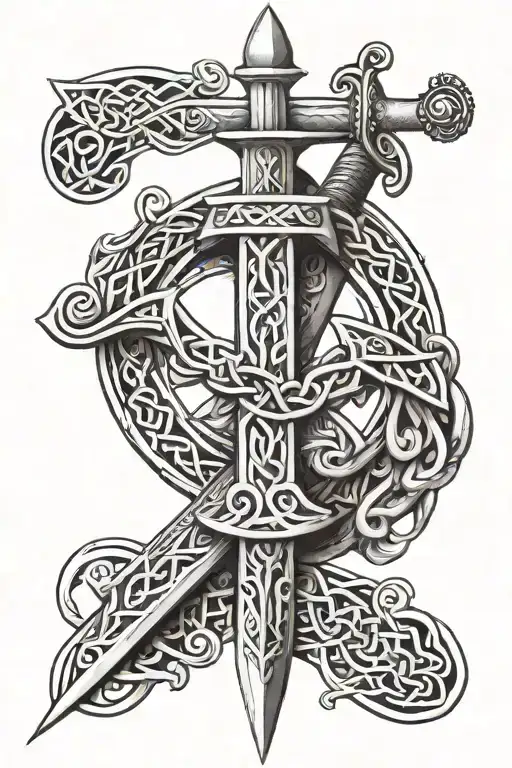 Gallic Sword And Celtic Knot