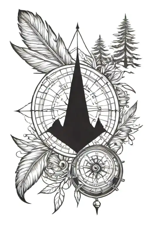 Camp Mountains Compass Feather