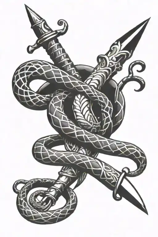 Dagger And Snake Coiled