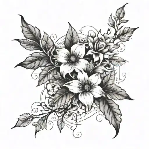 Leaves Entwined With Flowers Upper Arm