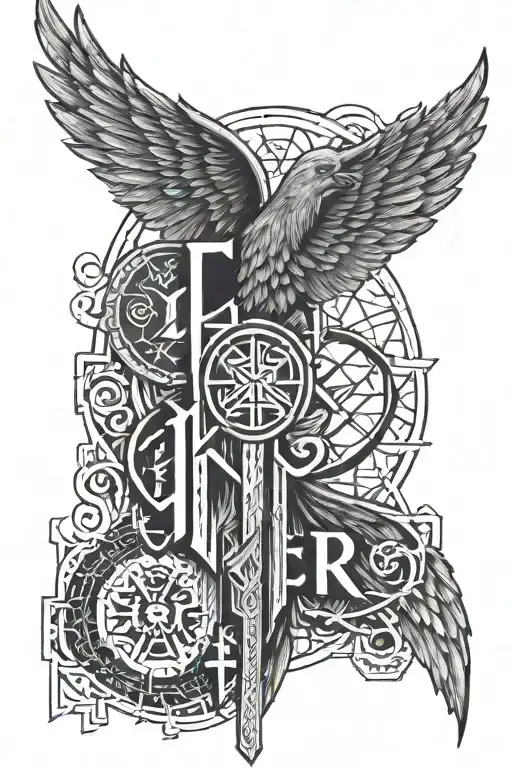 Valkyrie Wings And Elder Futhark Runes