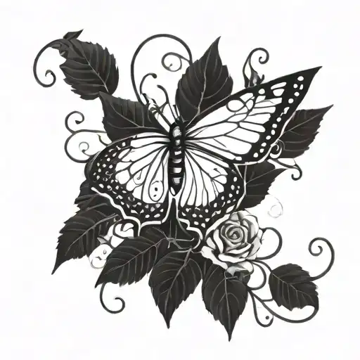 Front Butterfly With Vines In The Side Band