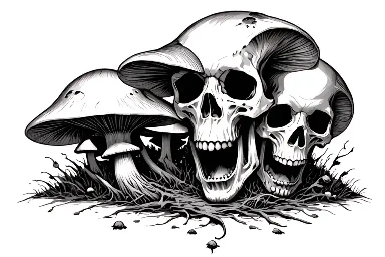 Mushrooms And Skulls Rotting Screaming