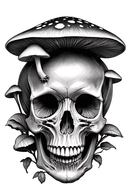 Hyper Realistic Skulls And Mushrooms