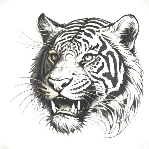 Pectoral Tiger Inspired Tatoo