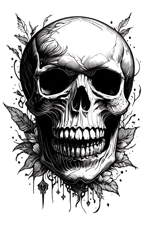 All Black Simple Tattoo Skull