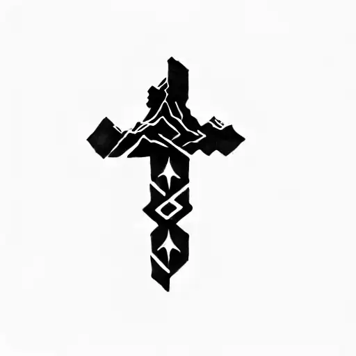 A Cross With A Mountain In The Background With God Is Greater Than Highs And Lows Symbol