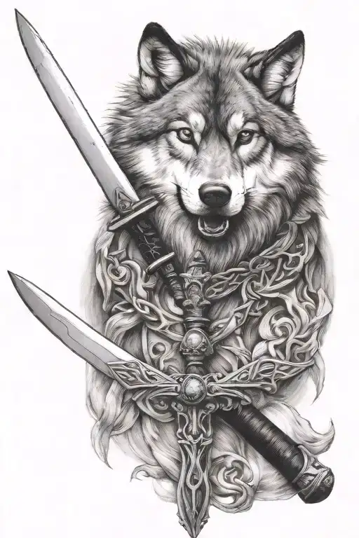 Wolf And Sword Piercing