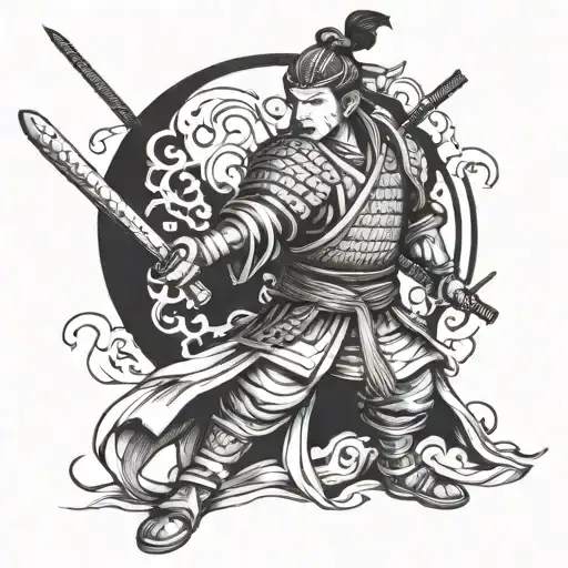 A Samurai Warrior Holding A Sword In Battle