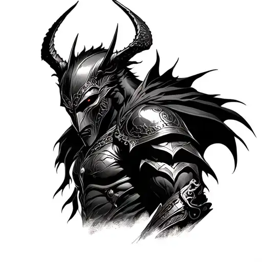Dark Fantasy Knight Behind Shadow Demon