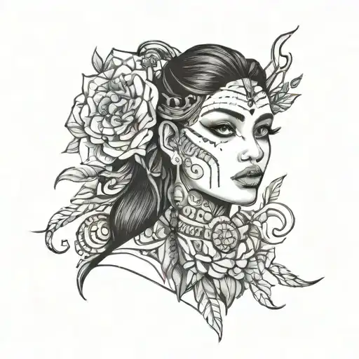 South American Indigene Women Green Eyes Staring