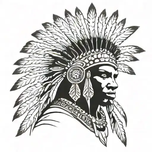 African Warrior With Native American Headress