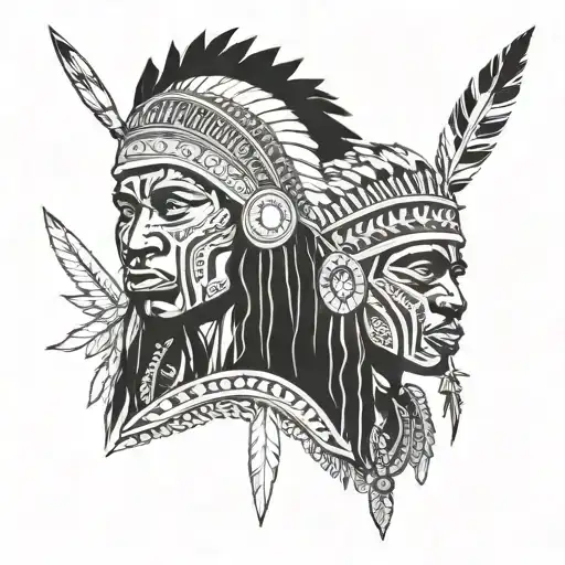 African Warrior With Native American Together