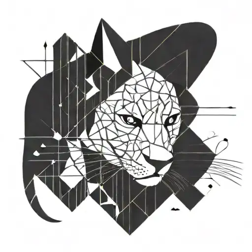 A Geometric Design Incorporating Musical Notes And A Panther Silhouette