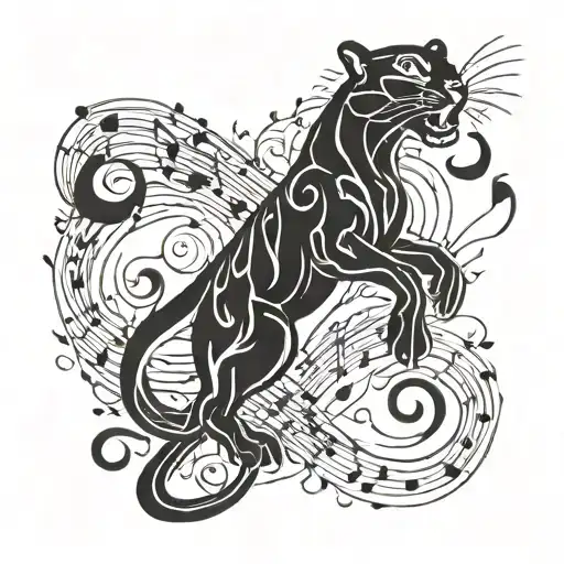 Musical Notes And A Panther Silhouette