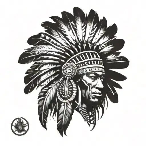 African Warrior With Native American Headress