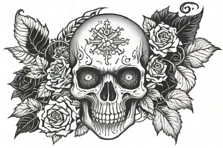 Skull Gothic Eyes Dark Chest