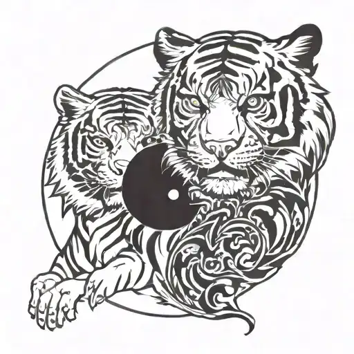 Yin Yang Represented By Tiger