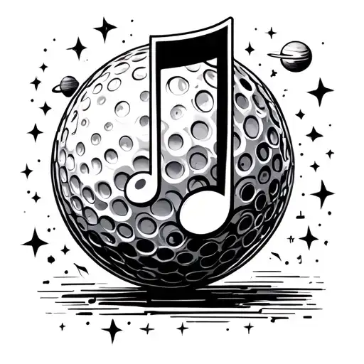 A Golf Ball Morphing Into A Musical Note With Stars And Planets In The Background