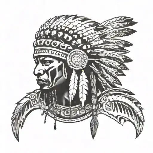 African Warrior With Native American Headress