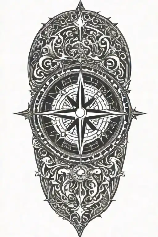 A Detailed Compass Rose With Intricate Patterns Symbolizing Strength And Direction