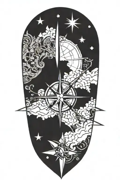 A Detailed Compass Rose With Intricate Patterns Symbolizing Strength And Direction