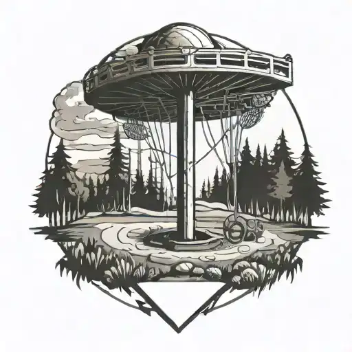 Disc Golf Basket In The Forrest