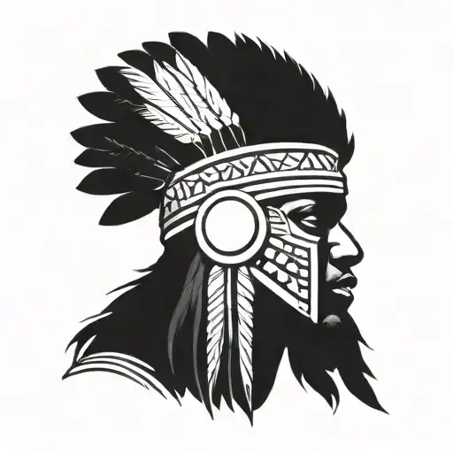 African Warrior With Native American Headress