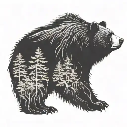 Bear Silhouette Filled Slight Shading Side Profile