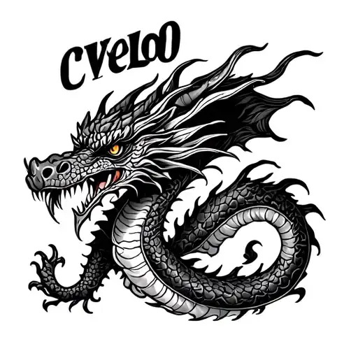 Text Cvelo With Dragon