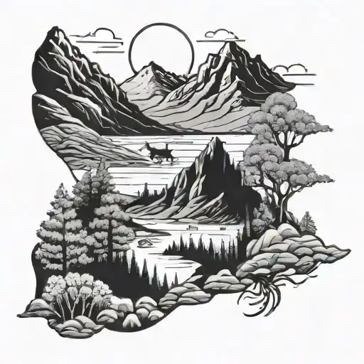 Mountain Landscape With A Hidden Scorpion Silhouette For A Trekking Enthusiast