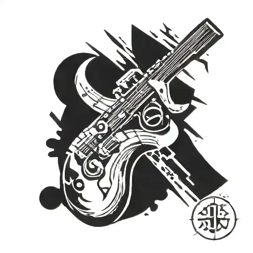 A Tattoo Design Combining Musical Notes With Iconic Call Of Duty Elements