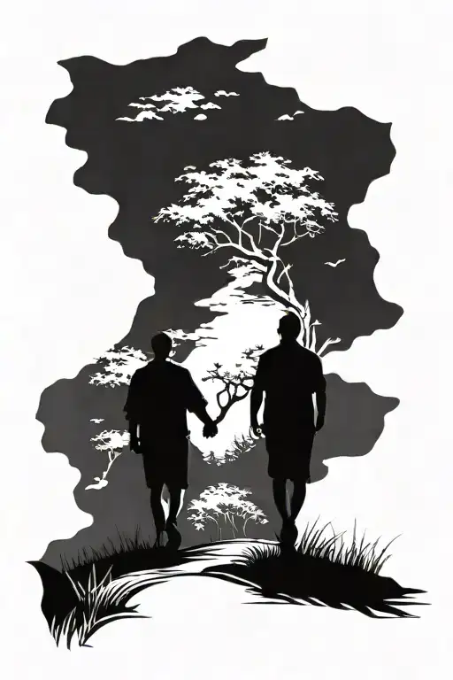 Father And Son Walking