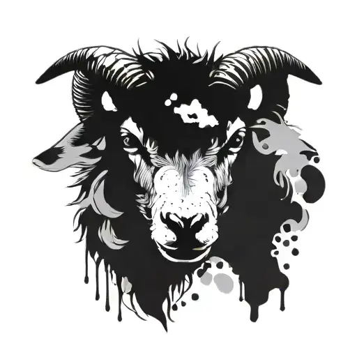 A Black Sheep Head With Trash Polka Elements Incorporated