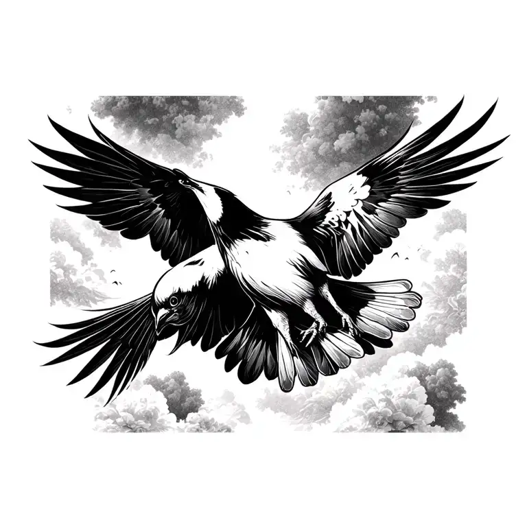 Black Bird Flying From Above