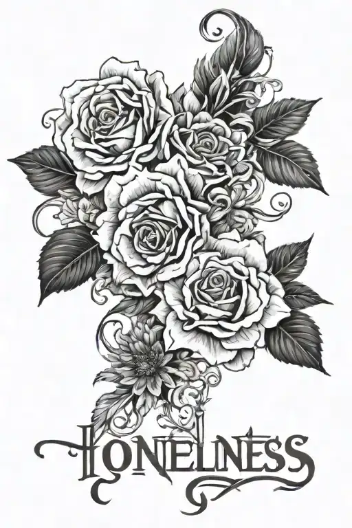 A Tattoo Design With Word Loneliness