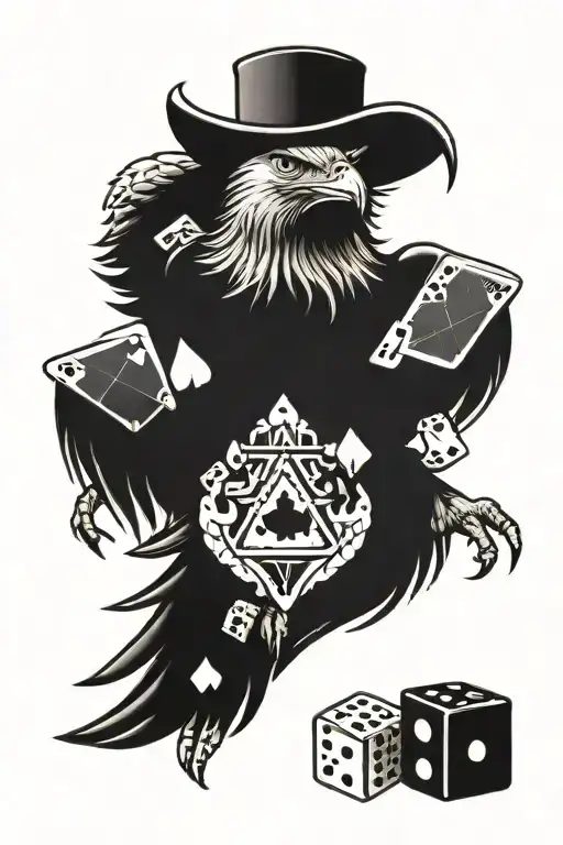 Eagle With Playing Cards And Dice