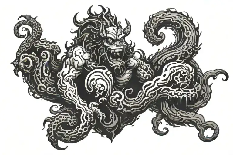 A Big Set Of Dark Clouds With Monster Forming His Shape