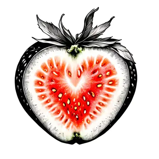 Strawberry Cut In Half With A Heart In The Middle