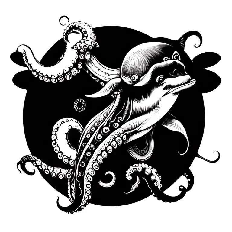 Dolphin And Octopus Wrapped
